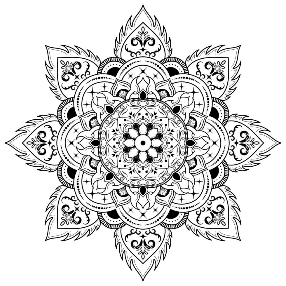 svart och vitt mandala blommönster, vintage dekorativa element, mandala bakgrund vektor