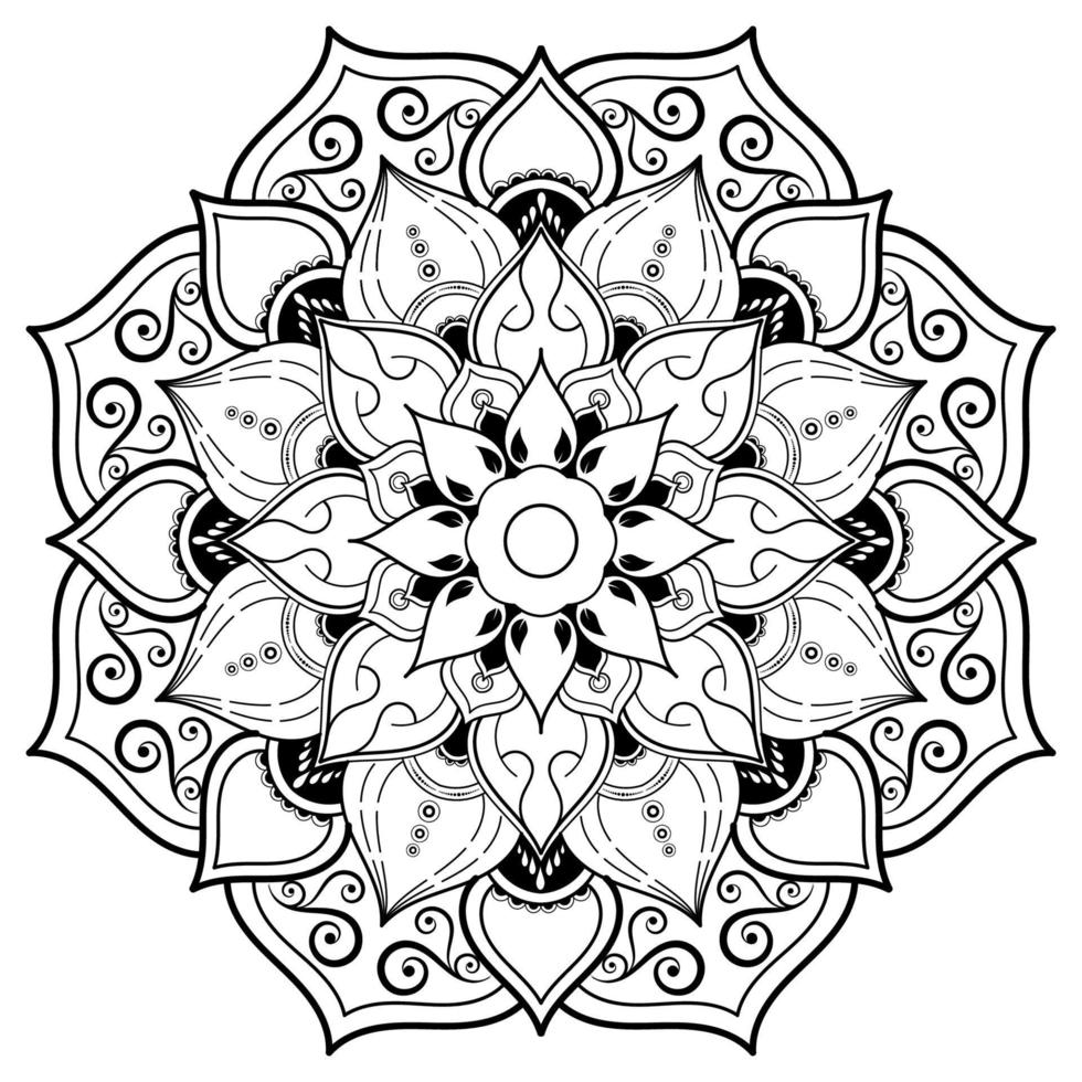 Schwarz-Weiß-Mandala-Blumenmuster, dekorative Vintage-Elemente, Mandala-Hintergrund vektor