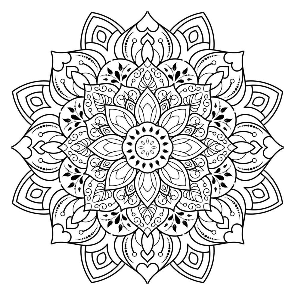 svart och vitt mandala blommönster, vintage dekorativa element, mandala bakgrund vektor