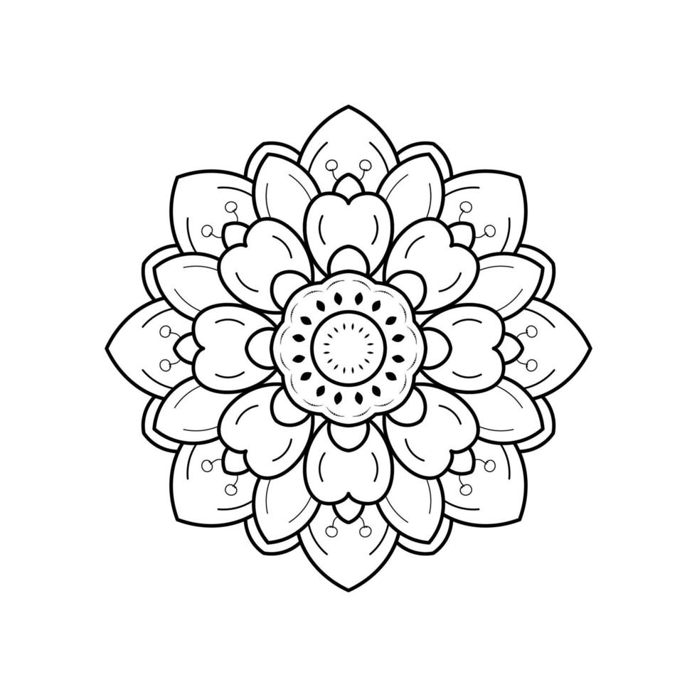 svart och vitt mandala blommönster, vintage dekorativa element, mandala bakgrund vektor