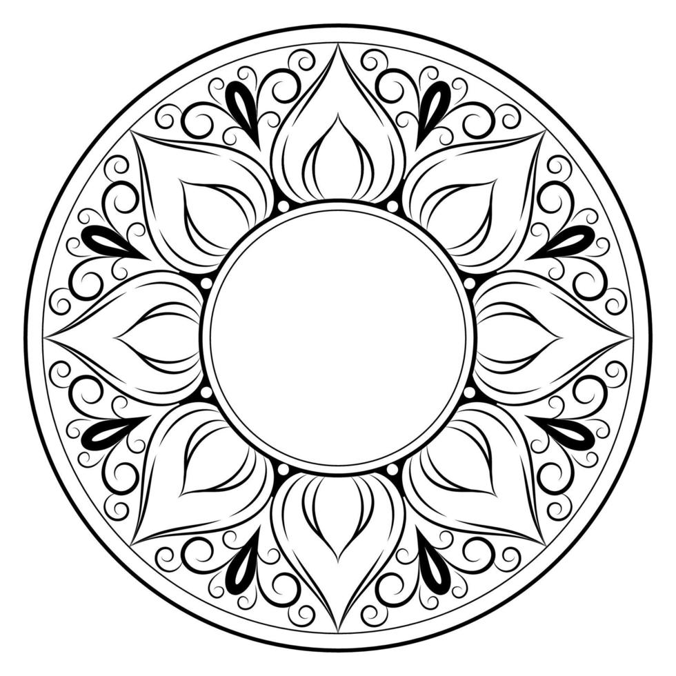 svart och vitt mandala blommönster, vintage dekorativa element, mandala bakgrund vektor