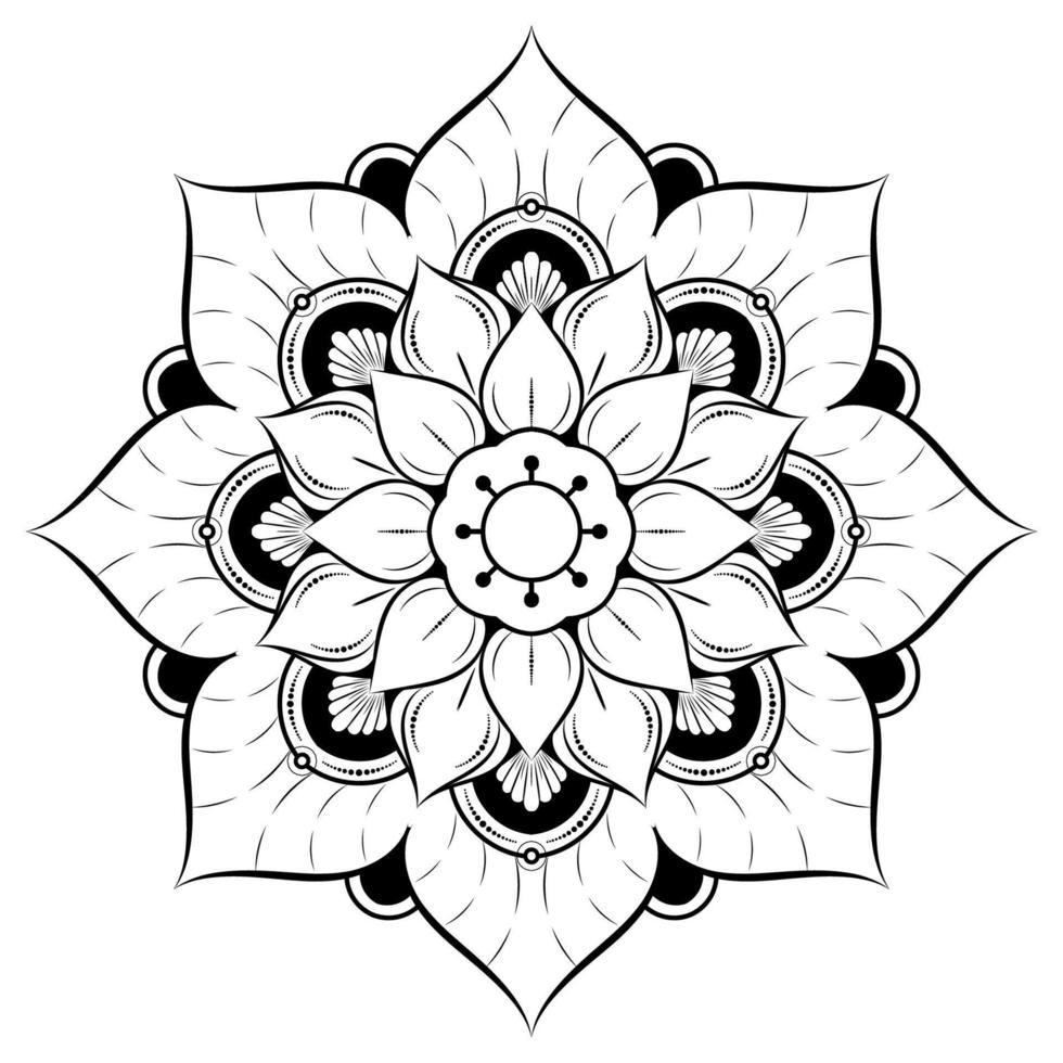 svart och vitt mandala blommönster, vintage dekorativa element, mandala bakgrund vektor