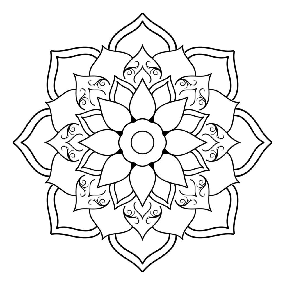 svart och vitt mandala blommönster, vintage dekorativa element, mandala bakgrund vektor