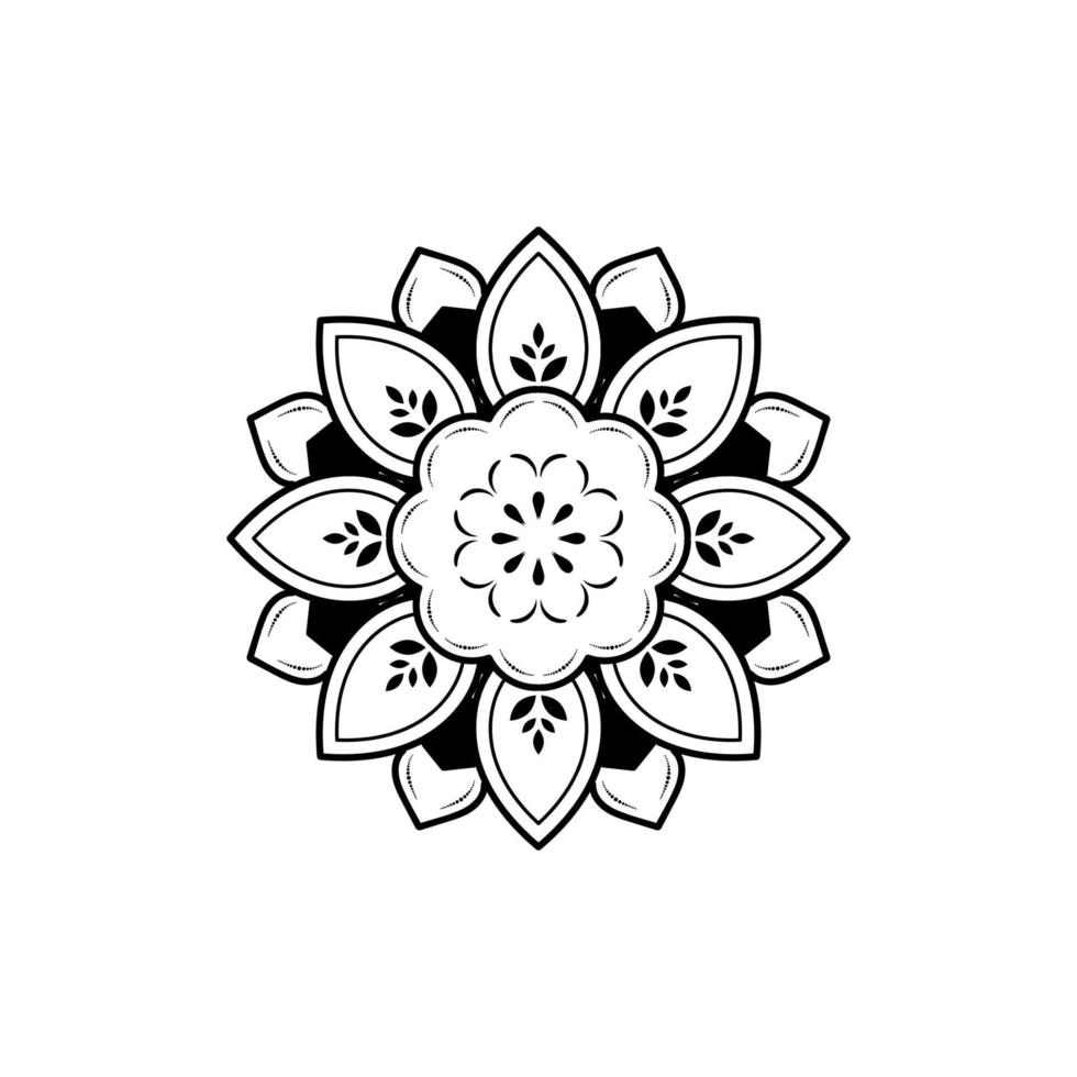 minimal mandala blommig stil, vektor mandala orientaliskt mönster, handritad dekorativt element. unik design med kronbladsblomma. koncept avslappning och meditation användning för sidan logotyp bok