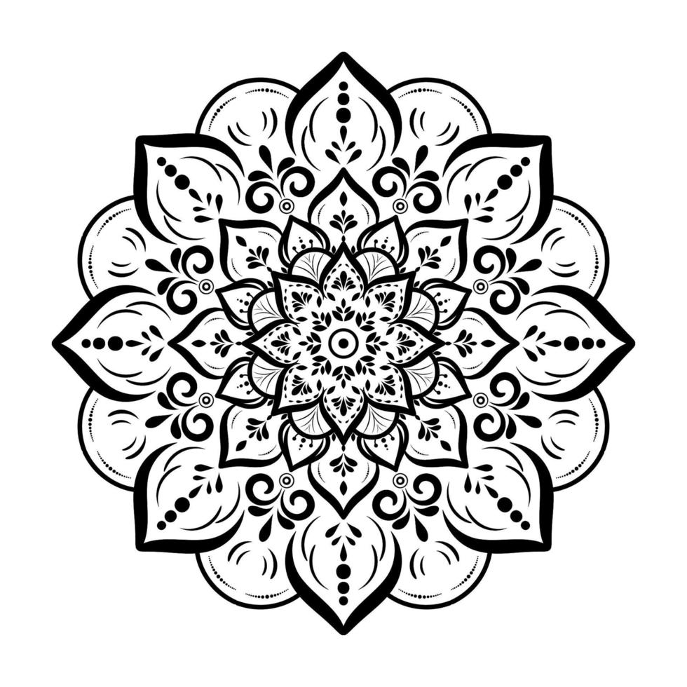 kreisförmiges Blumenmandala mit Vintage-Blumenstil, orientalisches Muster des Vektormandala, handgezeichnetes dekoratives Element. einzigartiges Design mit Blütenblatt. konzept entspannen und meditationsnutzung für seitenlogobuch vektor