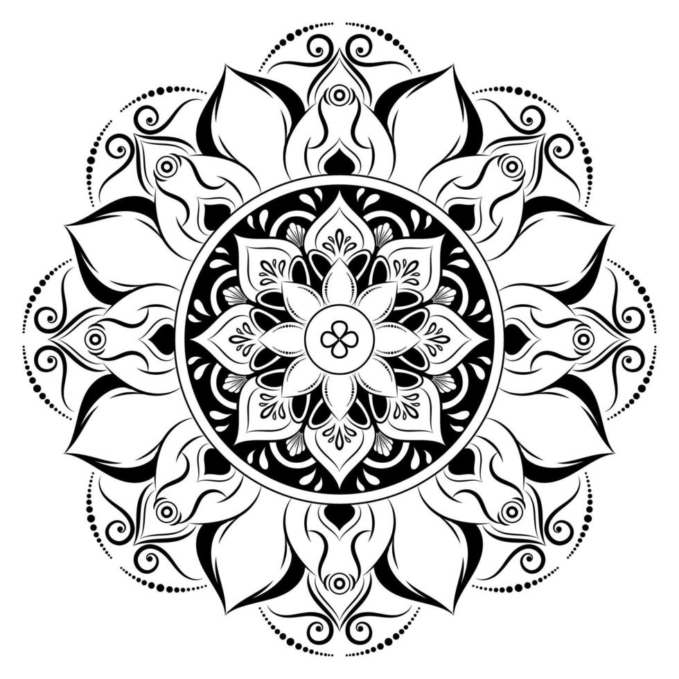 svart och vitt mandala blommönster, vintage dekorativa element, mandala bakgrund vektor