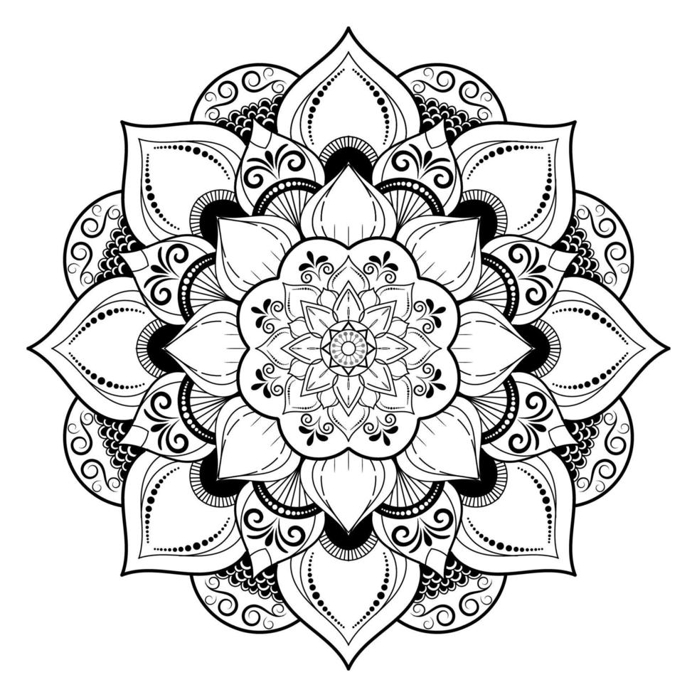 Schwarz-Weiß-Mandala-Blumenmuster, dekorative Vintage-Elemente, Mandala-Hintergrund vektor