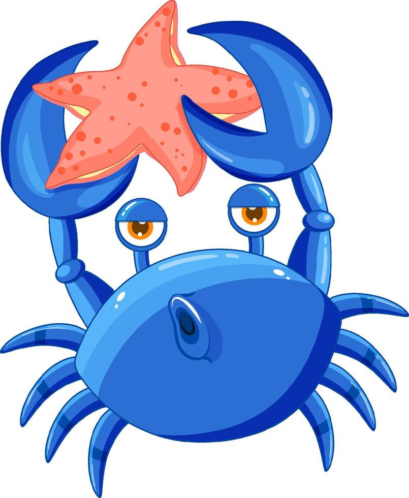 blå krabba i tecknad design vektor