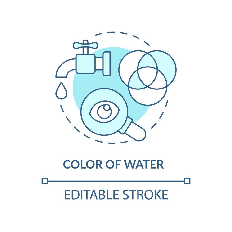 Farbe des türkisfarbenen Konzeptsymbols für Wasser. Wasserqualitätsprüfung abstrakte Idee dünne Linie Abbildung. visuelle Beurteilung. isolierte Umrisszeichnung. editierbarer Strich. vektor