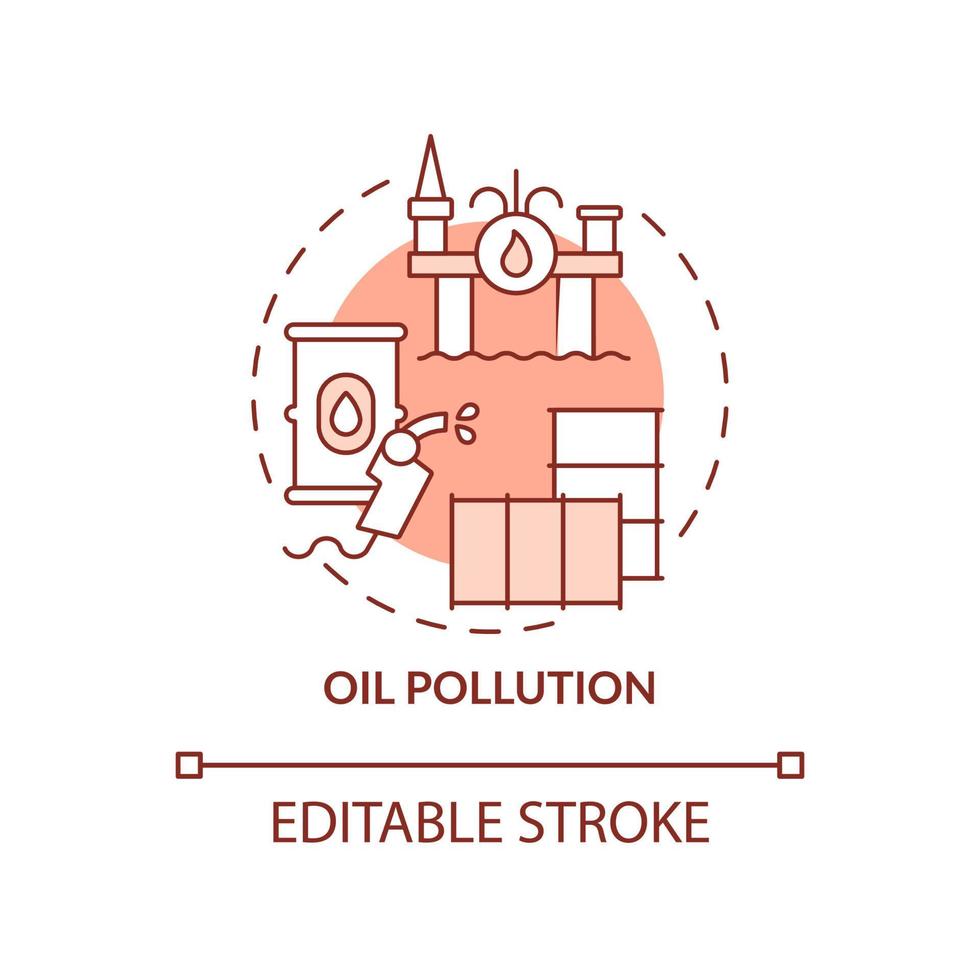 Symbol für das Konzept der Ölverschmutzung aus Terrakotta. Wasserverschmutzung verursacht abstrakte Idee, dünne Linie Illustration. gefährliche Katastrophe. isolierte Umrisszeichnung. editierbarer Strich. vektor