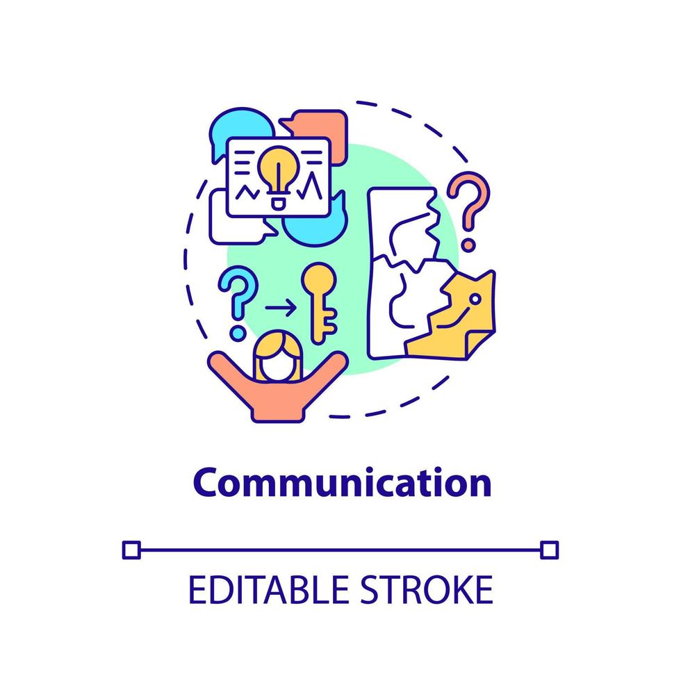 kommunikation koncept ikon. escape room handlingsplan abstrakt idé tunn linje illustration. lagrelationer. isolerade konturritning. redigerbar linje. vektor