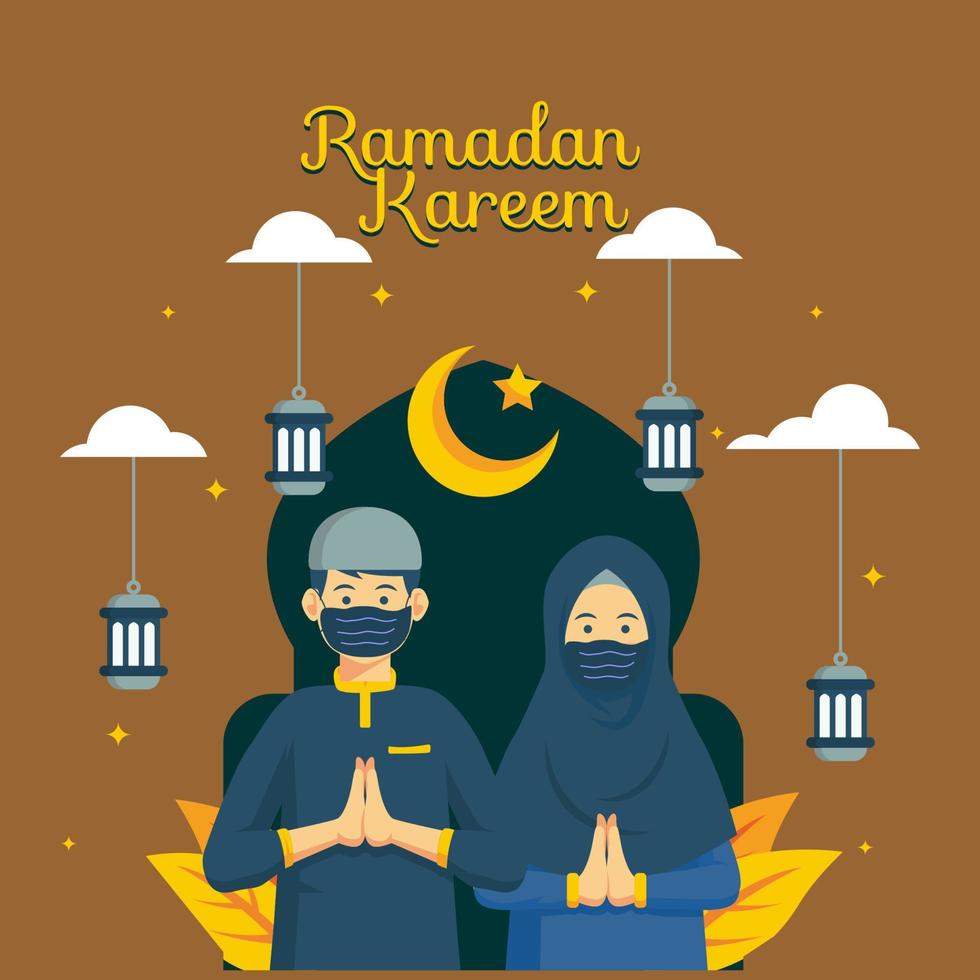 zusammengehörigkeit illustration banner design mit dem konzept des monats ramadan und eid al-adha vektor