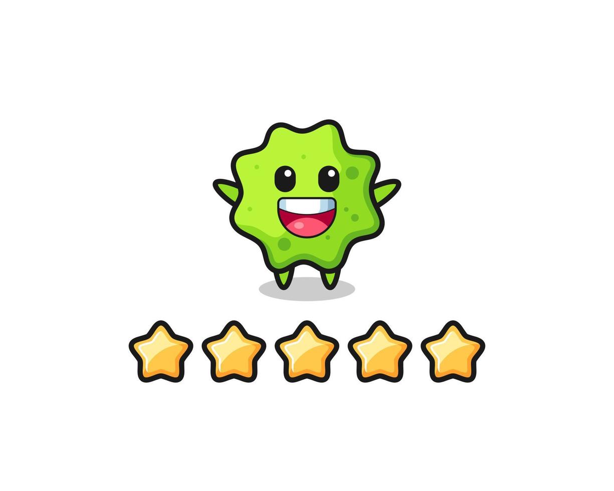 illustrationen av kundens bästa betyg, splat söt karaktär med 5 stjärnor vektor