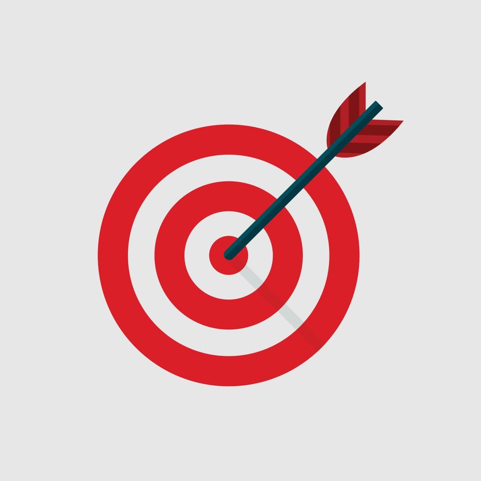 bullseye ikon med pil, vektorillustration på grå bakgrund. vektor