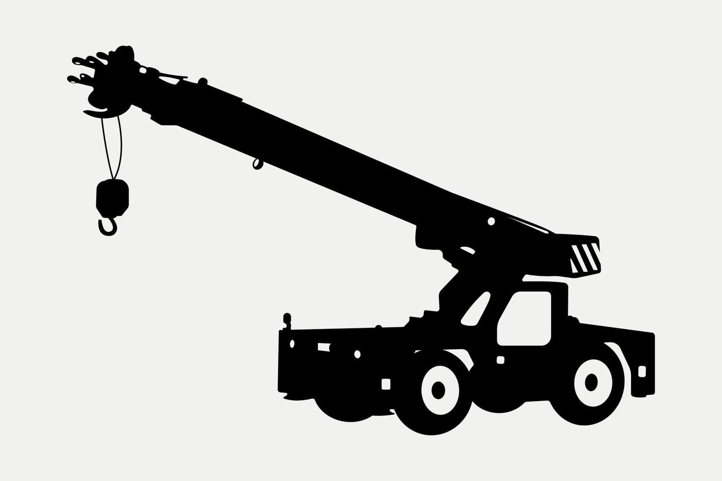 Tragkran-Baufahrzeug, Silhouettenillustration für schwere Ausrüstung. vektor