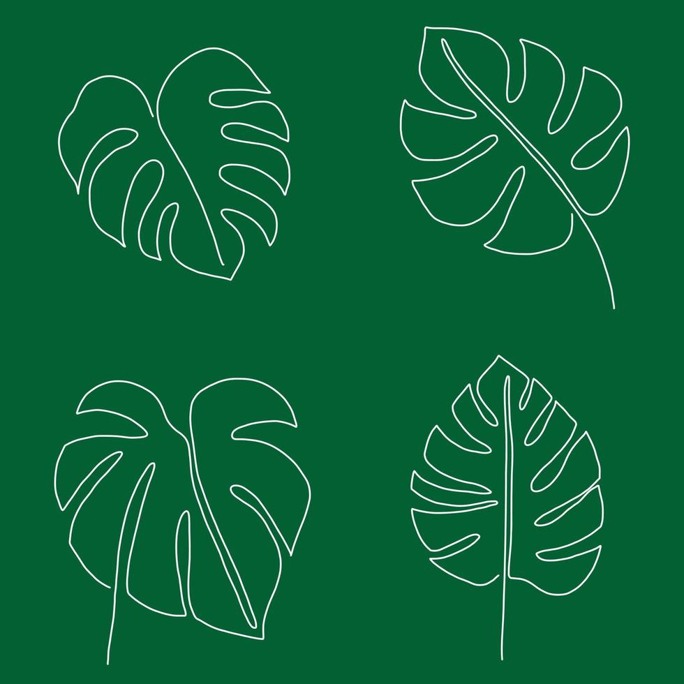 enkelhet monstera blad frihand kontinuerlig linjeritning platt design. vektor