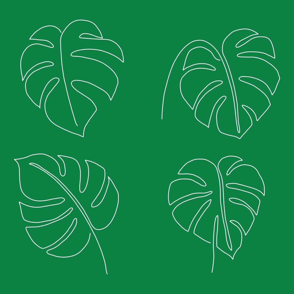 enkelhet monstera blad frihand kontinuerlig linjeritning platt design. vektor