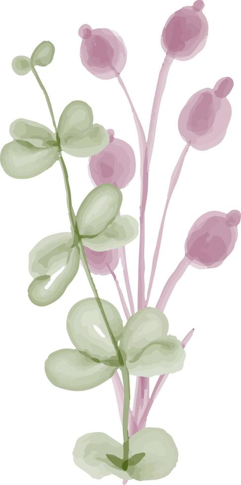 akvarell blad med blommor. vektor