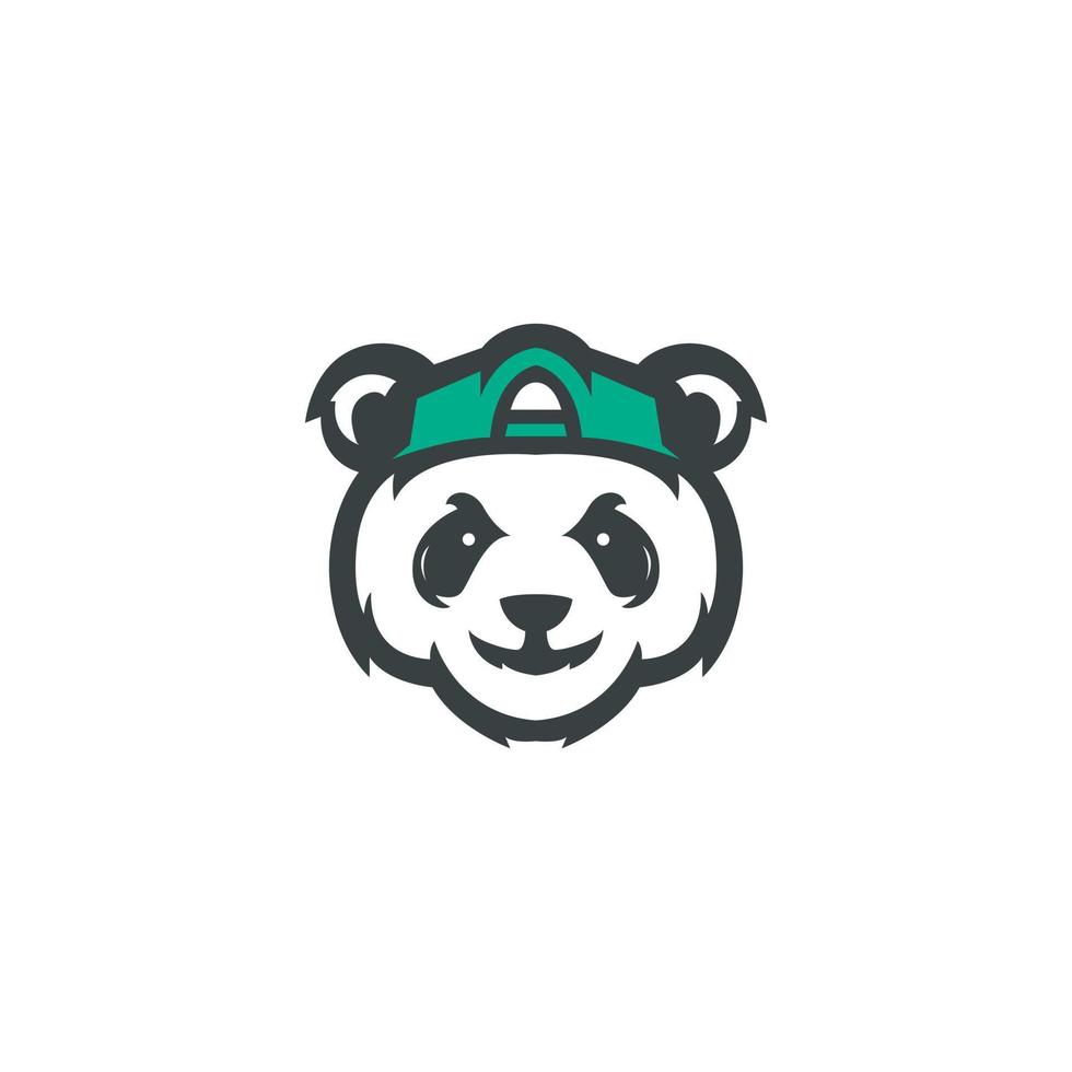 panda logotyp med hatt vektor