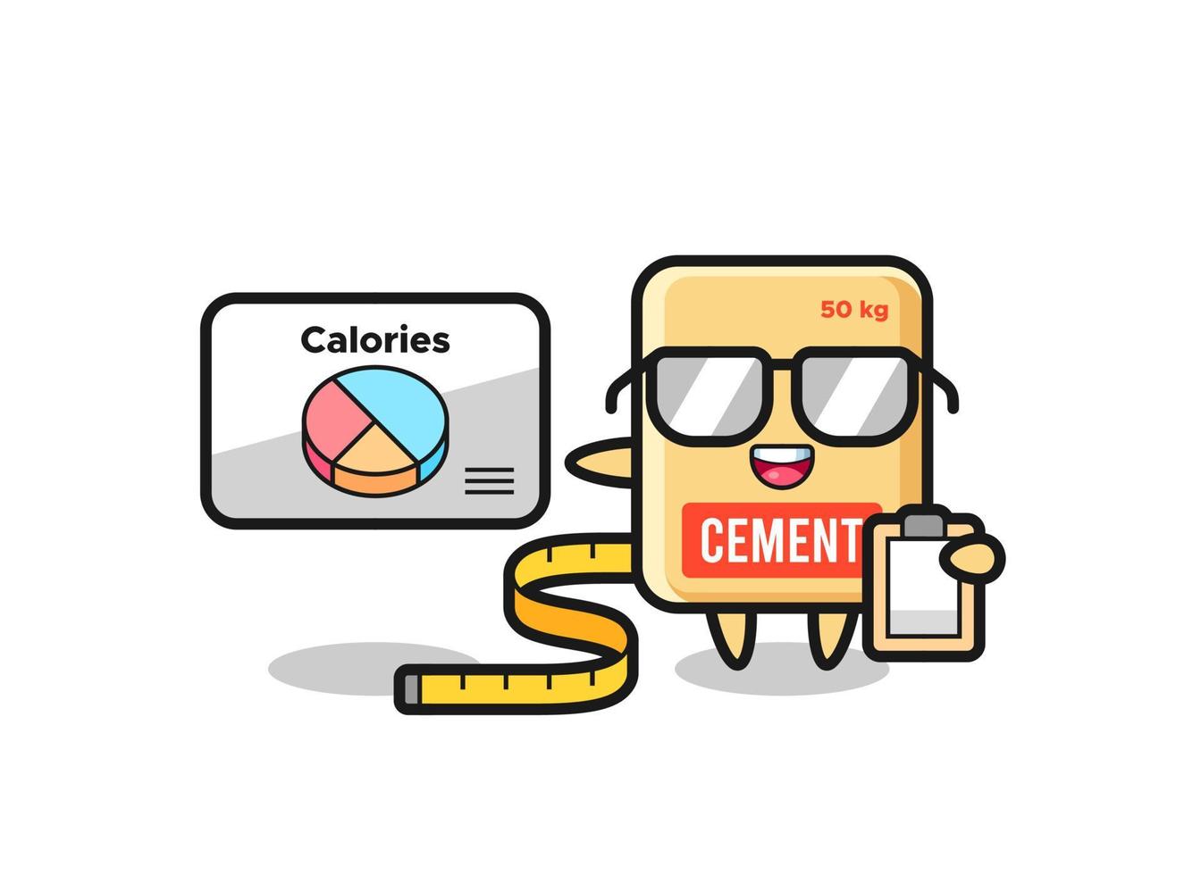 illustration av cement säck maskot som en dietist vektor