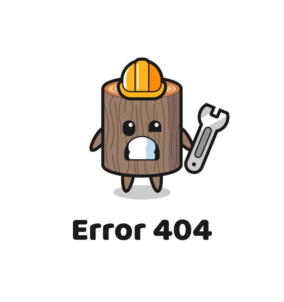 fel 404 med den söta trädstubbsmaskoten vektor