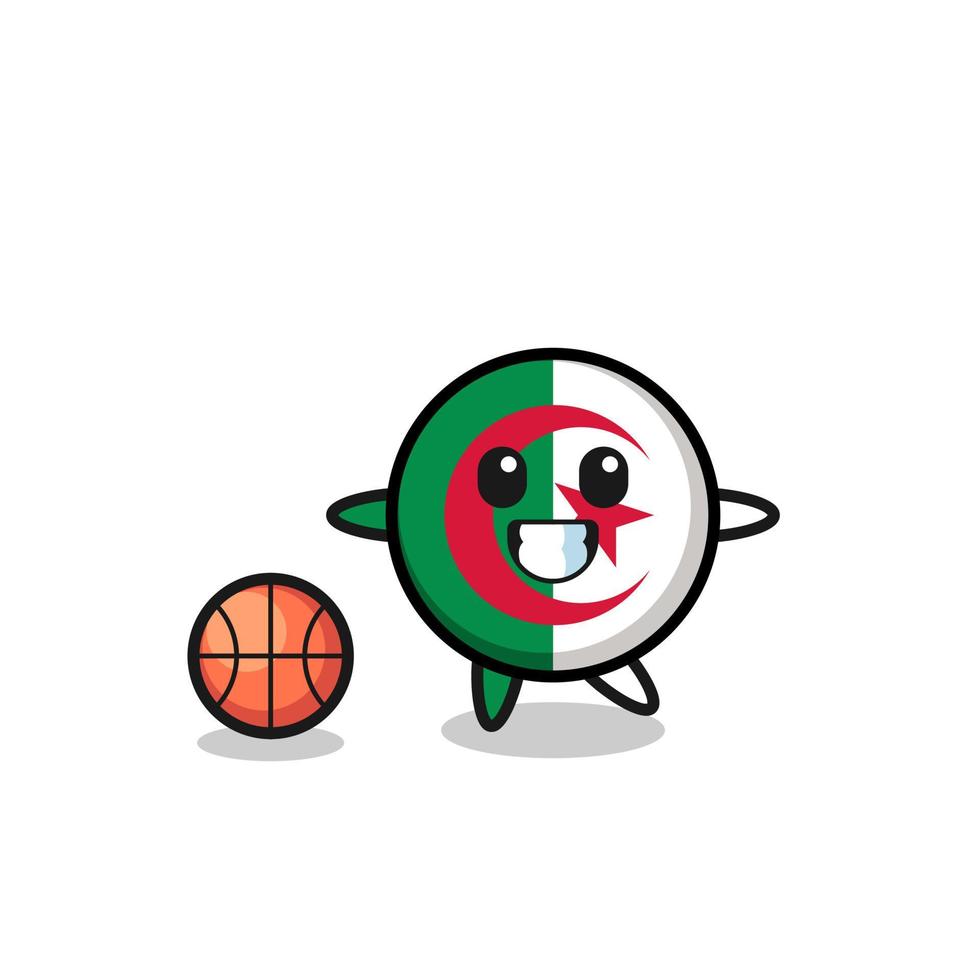 Illustration der Algerien-Flaggenkarikatur spielt Basketball vektor