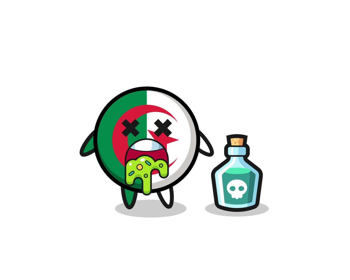 illustration av en Algeriets flagga karaktär som kräks på grund av förgiftning vektor