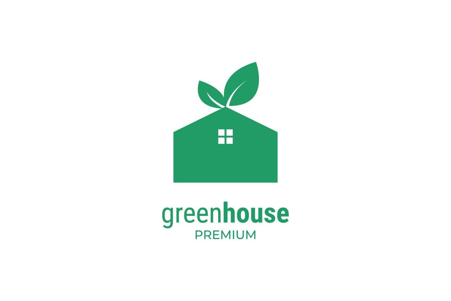 platt grönt hus logotyp design vektor mall