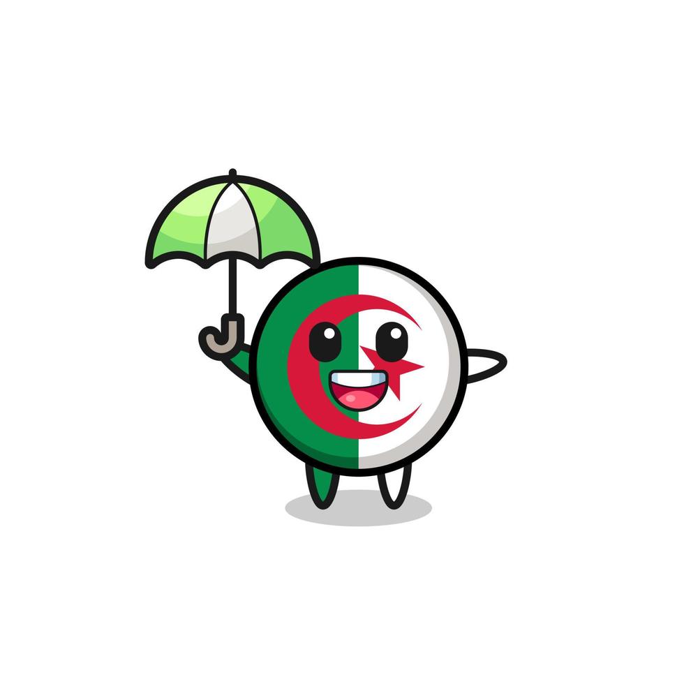 niedliche algerien-flaggenillustration, die einen regenschirm hält vektor