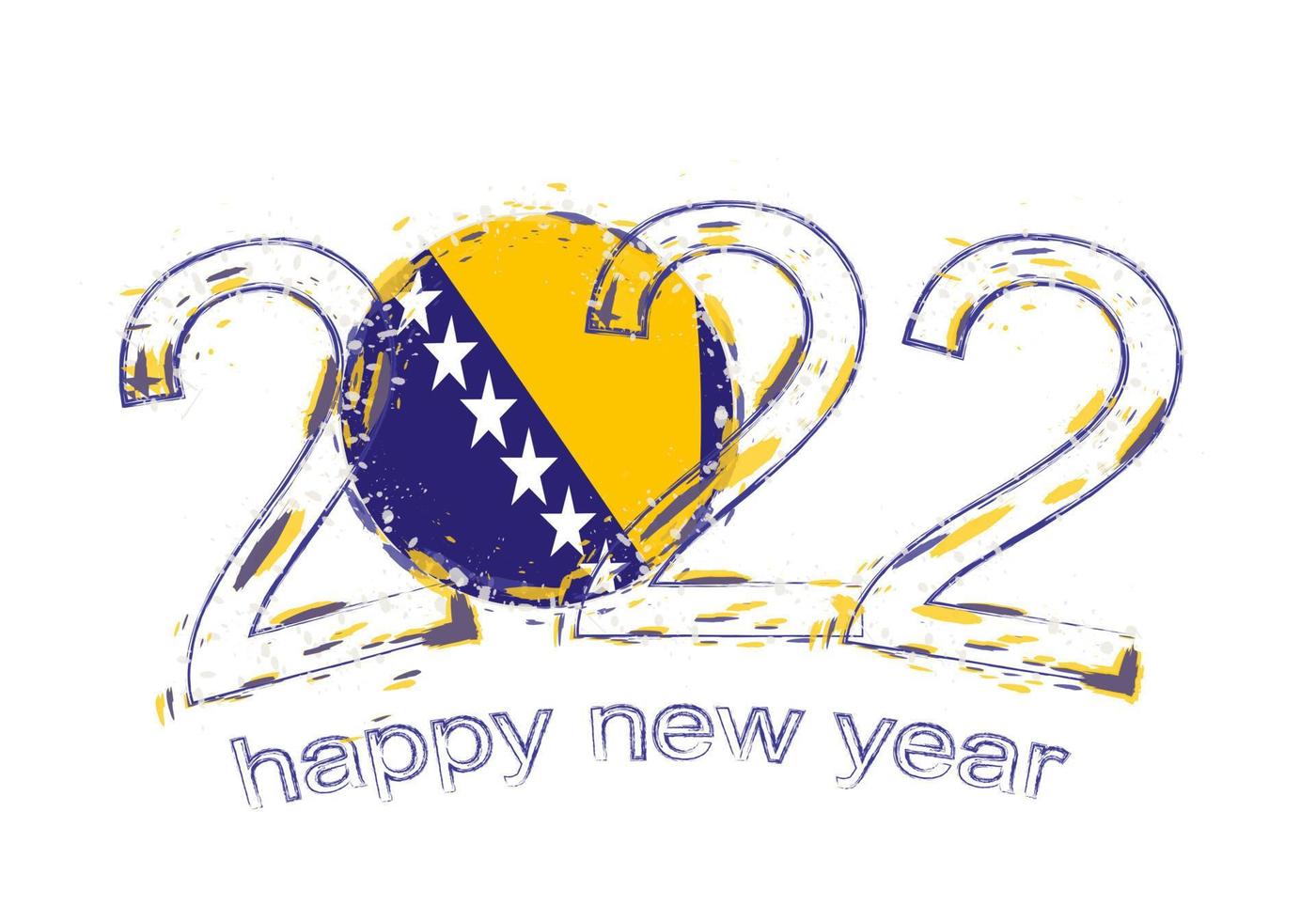 gott nytt år 2022 med Bosnien och Hercegovinas flagga. vektor