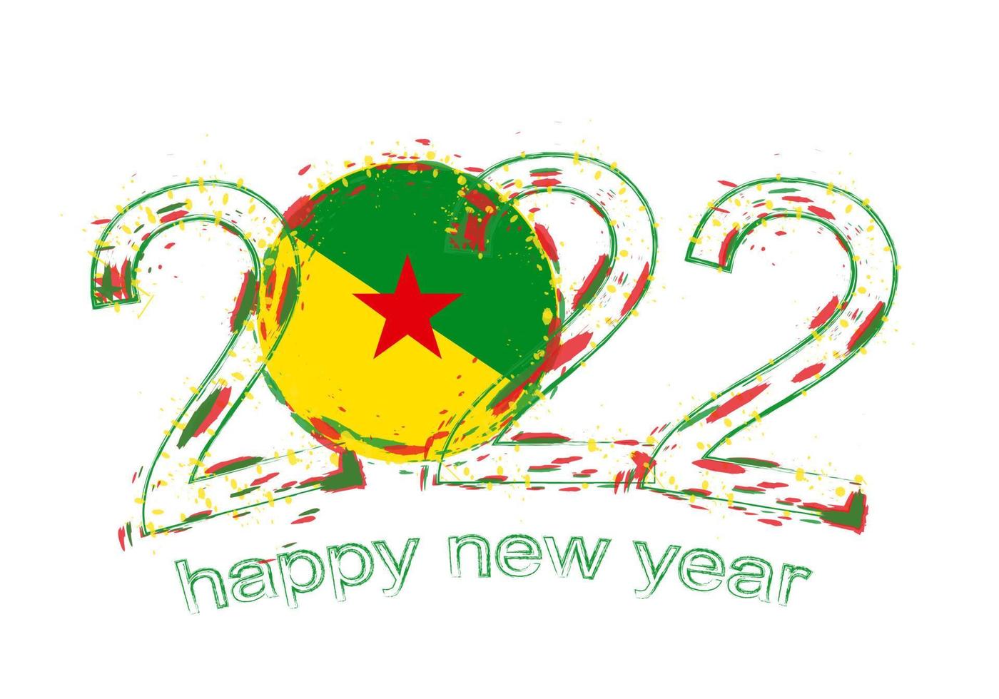 gott nytt år 2022 med franska Guyanas flagga. vektor
