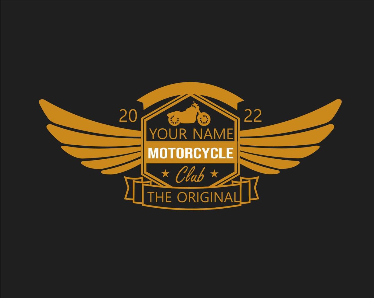 motorcykel klubb logotyp mall med guld färg vektor