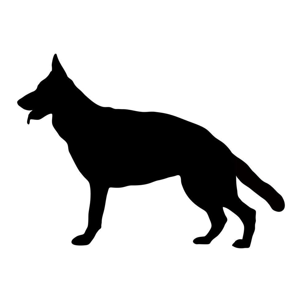 svart siluett av en hund på en vit bakgrund. vektor bild.