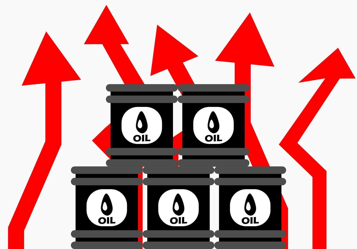 stigande pris på olja, oljefat, uppåtgående trend för petrodollar, stigande råoljepriser, stigande oljefat illustration vektor, eps, vektor