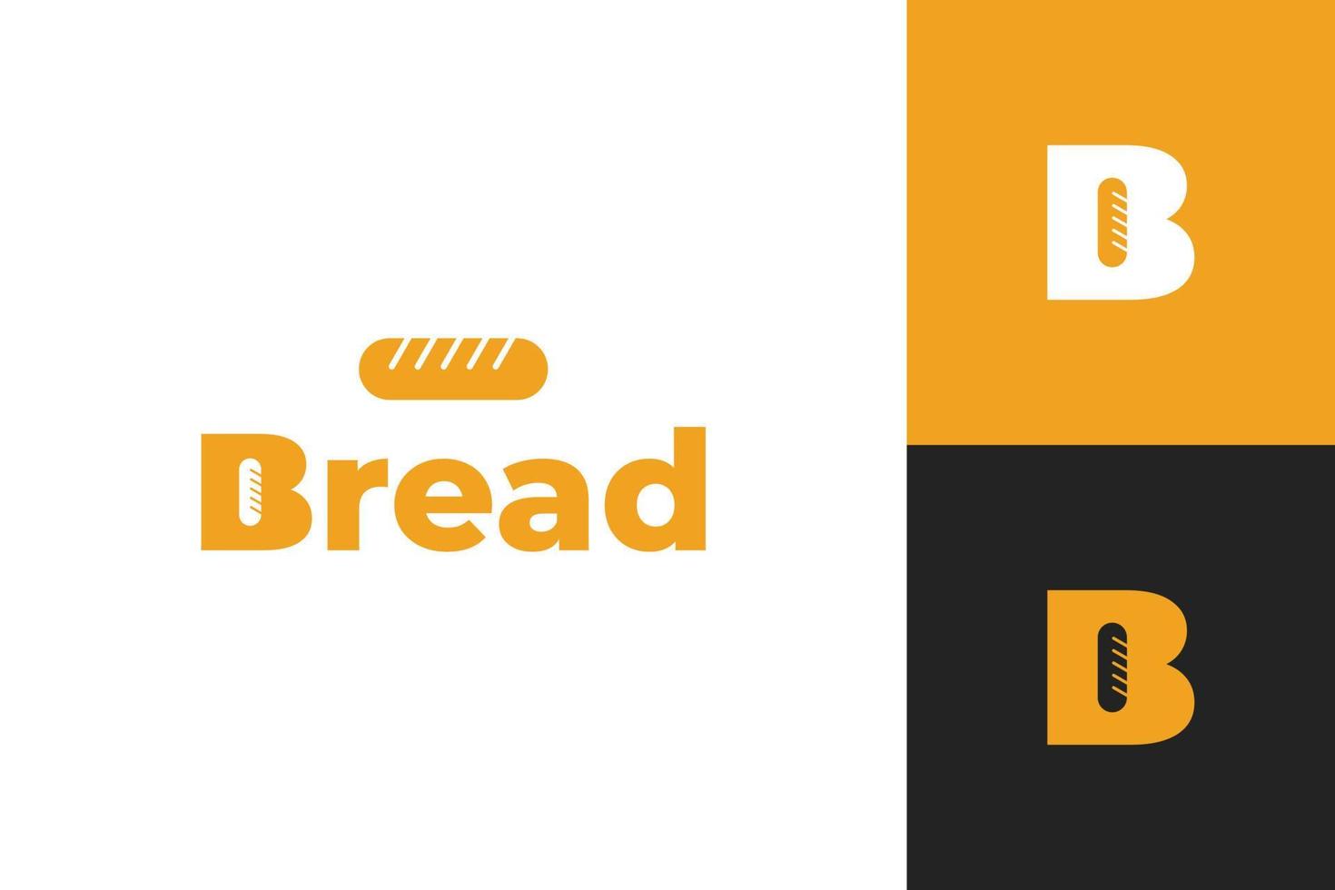 platt bokstav b med bröd logotyp design vektor mall