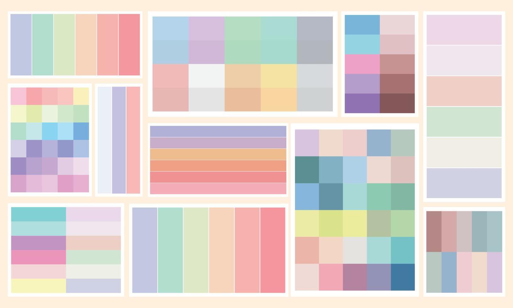 sammlung von pastellfarben, ästhetischen farben, sanften farben, farbpalette vektor