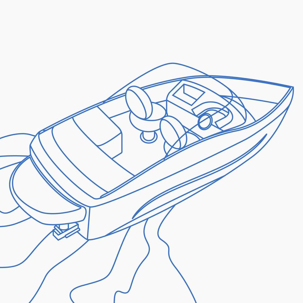 redigerbar topp baksida sned vy amerikansk bowrider båt på vatten vektorillustration i konturstil för konstverk element av transport eller rekreationsrelaterad design vektor