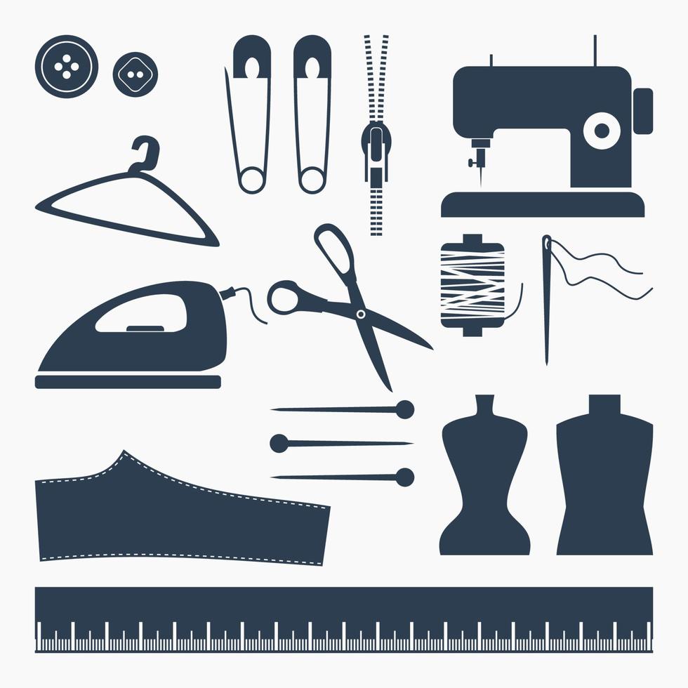 redigerbar vektor av monokrom syutrustning illustration ikoner samling set