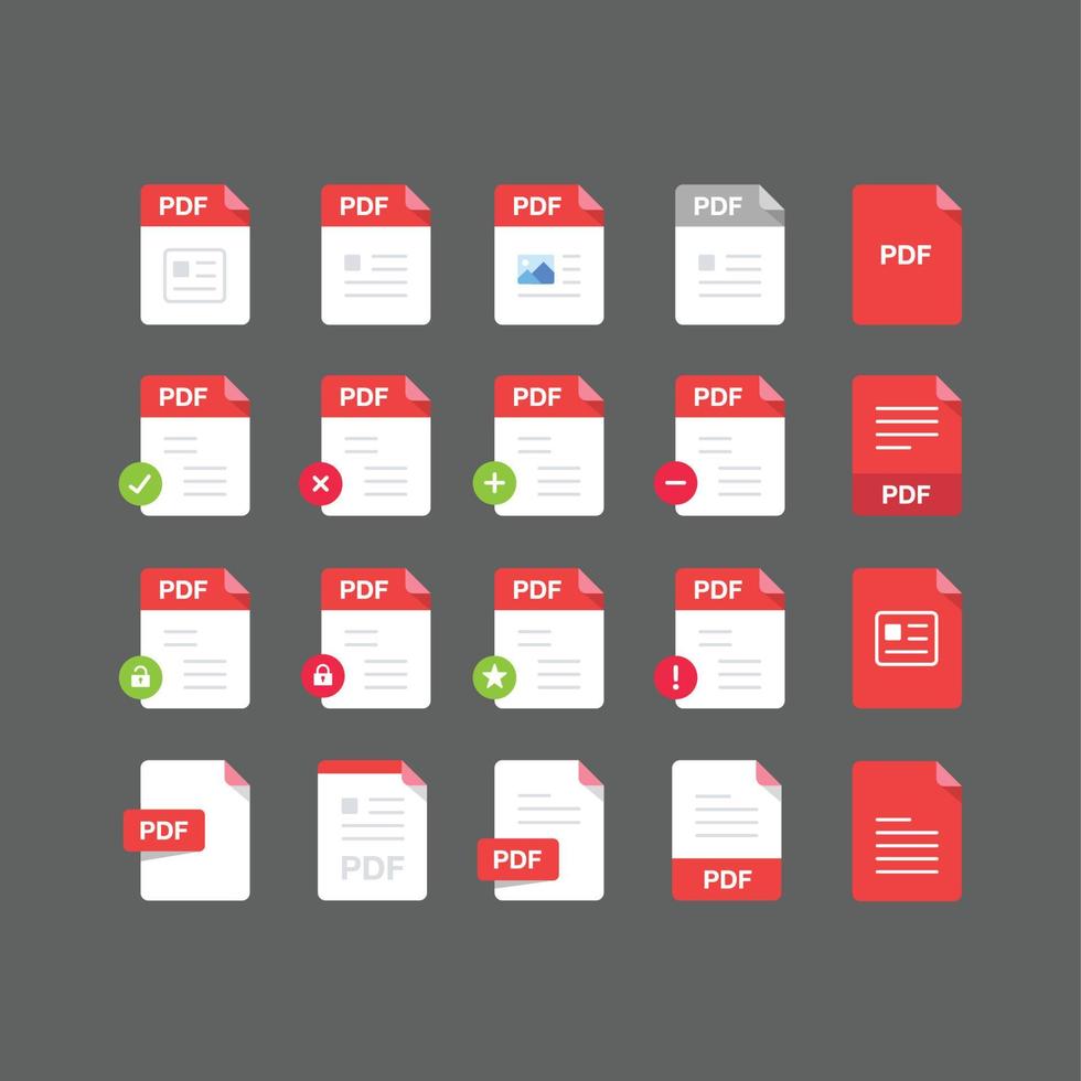 Ikonuppsättning för pdf-filer, vektordesignelement vektor
