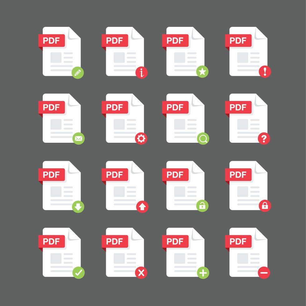 PDF-Dateien Icon-Set, Vektor-Design-Element vektor