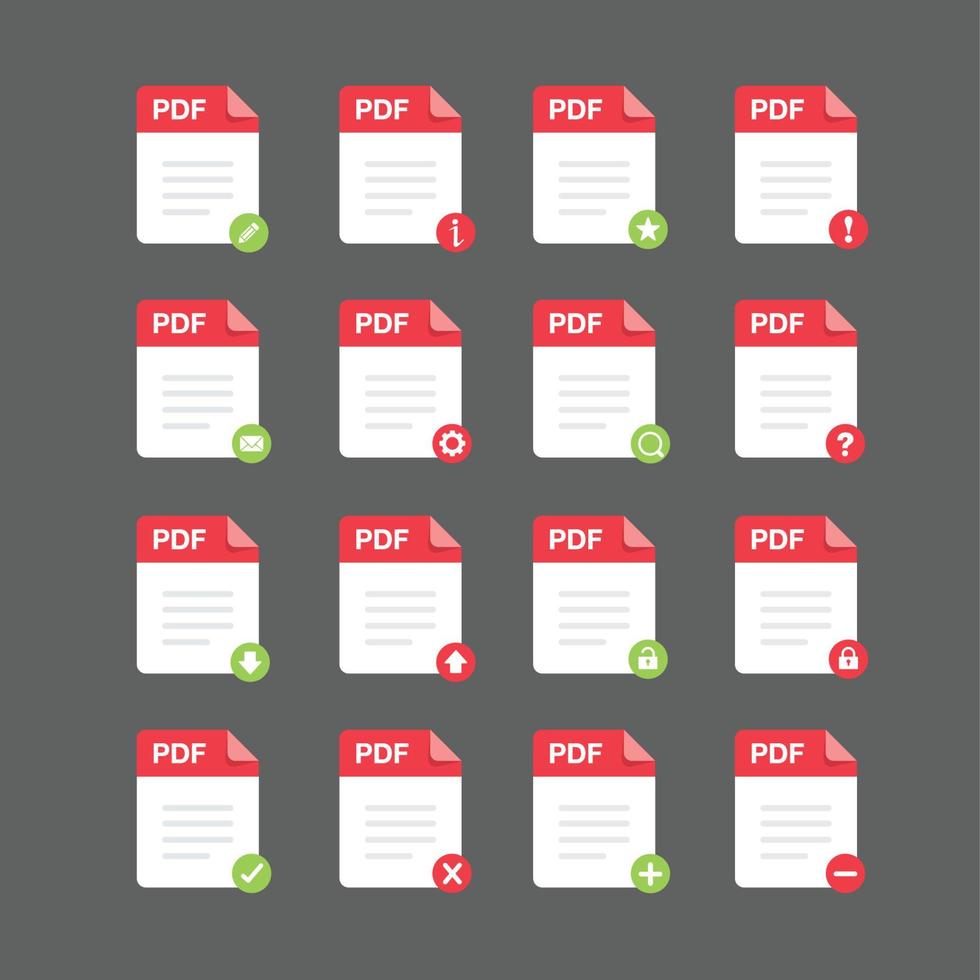 PDF-Dateien Icon-Set, Vektor-Design-Element vektor