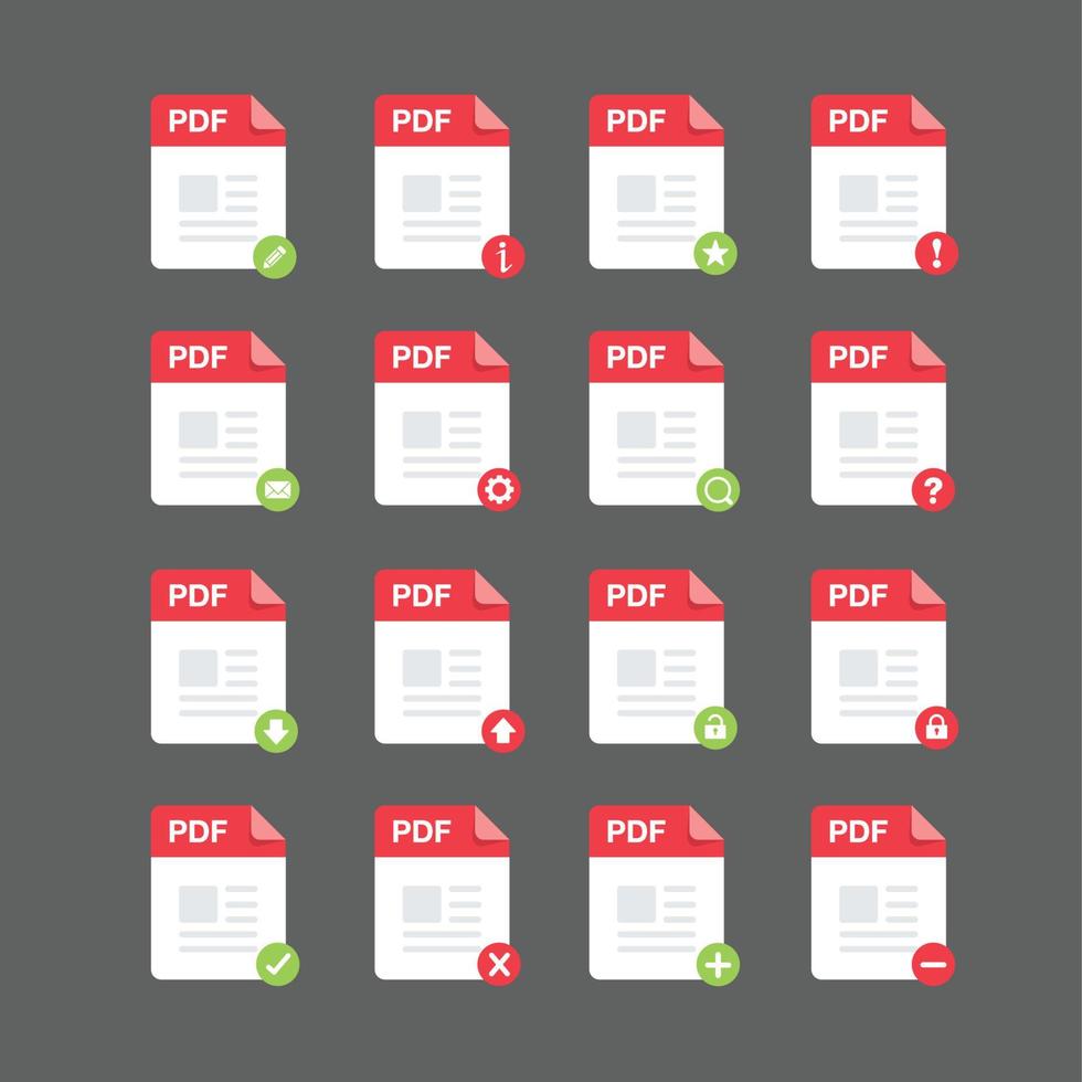 PDF-Dateien Icon-Set, Vektor-Design-Element vektor