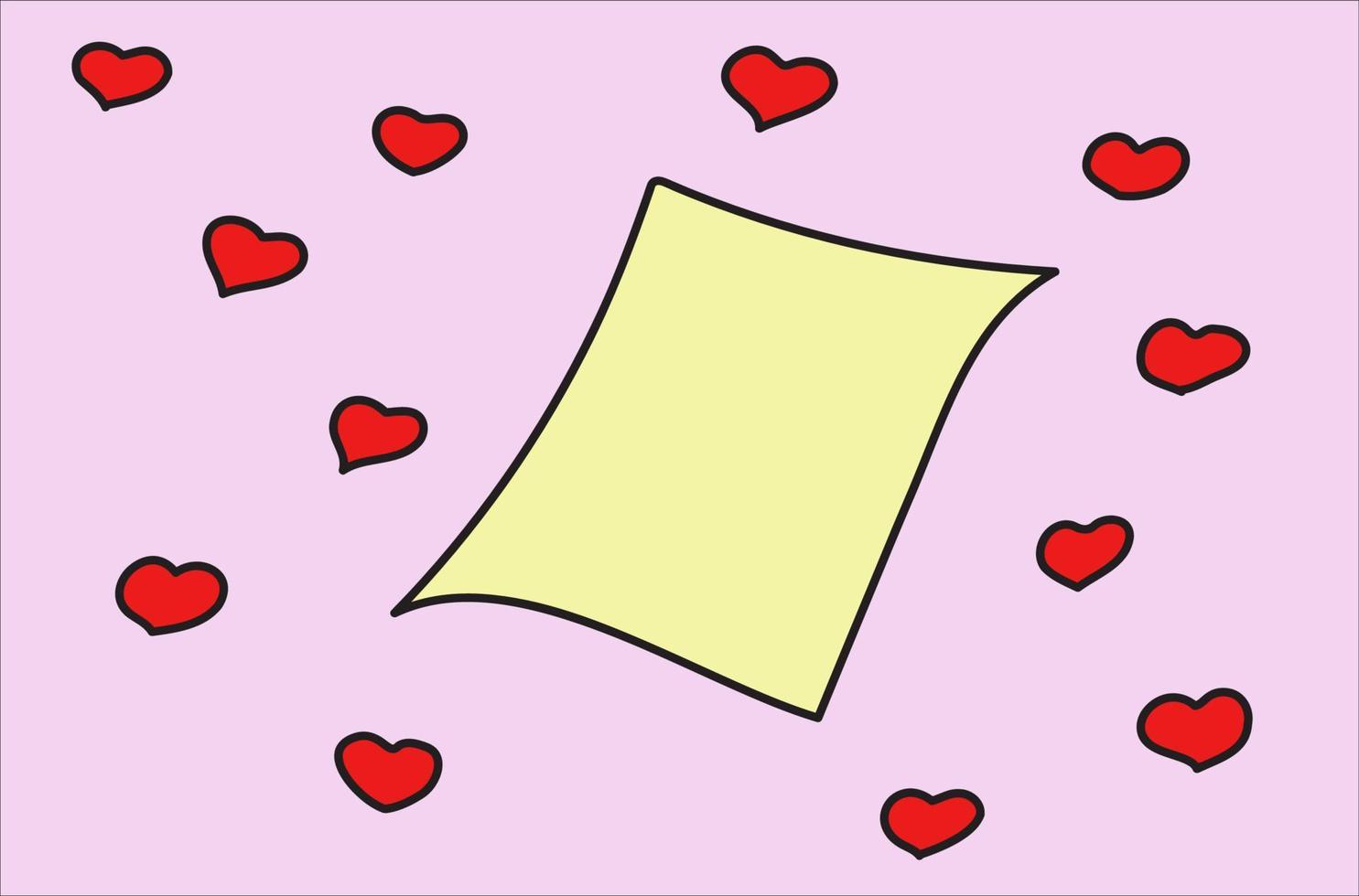 auf einem hellvioletten hintergrund sind rote herzen und papier für briefe, 8. märz, valentinstag, für postkarten gemalt vektor