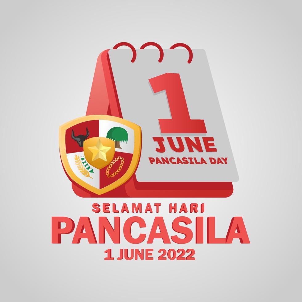 Selamat Hari Pancasila bedeutet glücklicher Pancasila-Tag, das Symbol der Republik Indonesien vektor