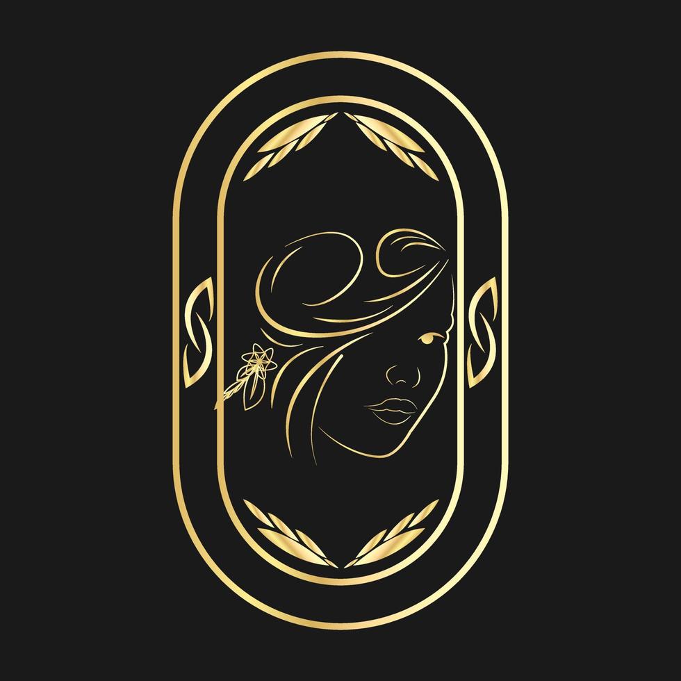 Luxus-Gold-Schönheits-Friseursalon-Logo-Design vektor