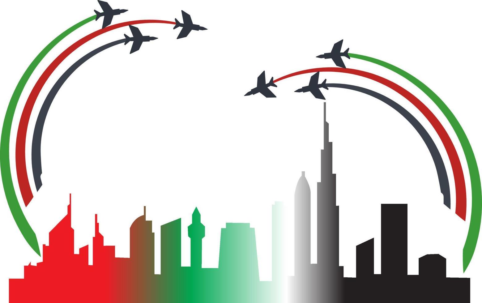 stadt skyline hintergrund vereinigte arabische emirate flag.fit für hintergrundflaggentag. vektor