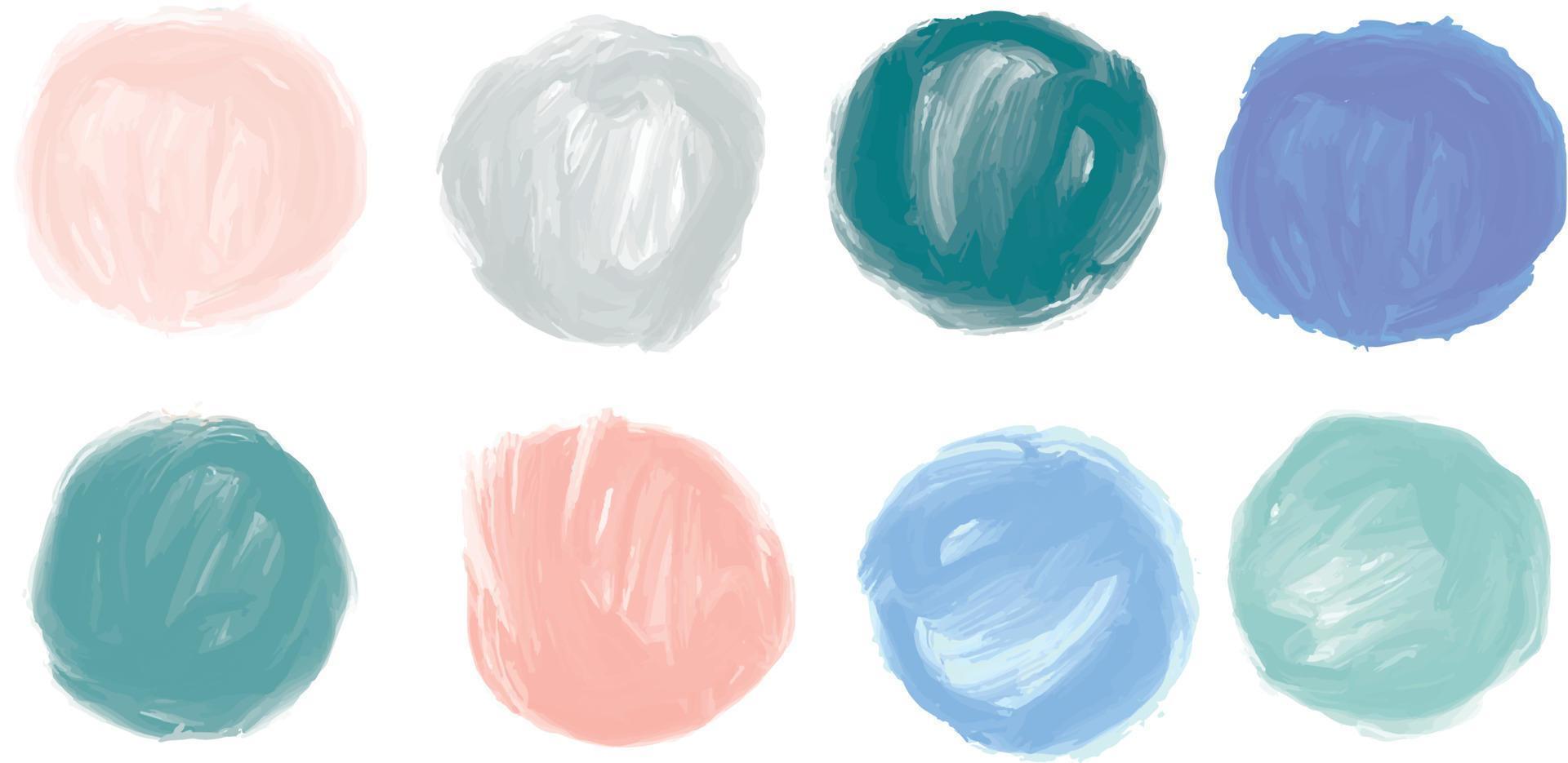 uppsättning färgglada akvarell handmålade cirkel. vektor designelement. gouache, oljefärg