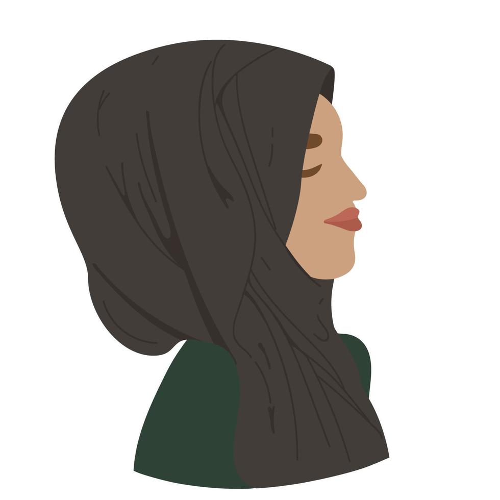 muslimsk kvinna. ansikte av en ung muslimsk flicka i en hijab. porträtt av en ung arabisk kvinna i traditionell klädsel vektor