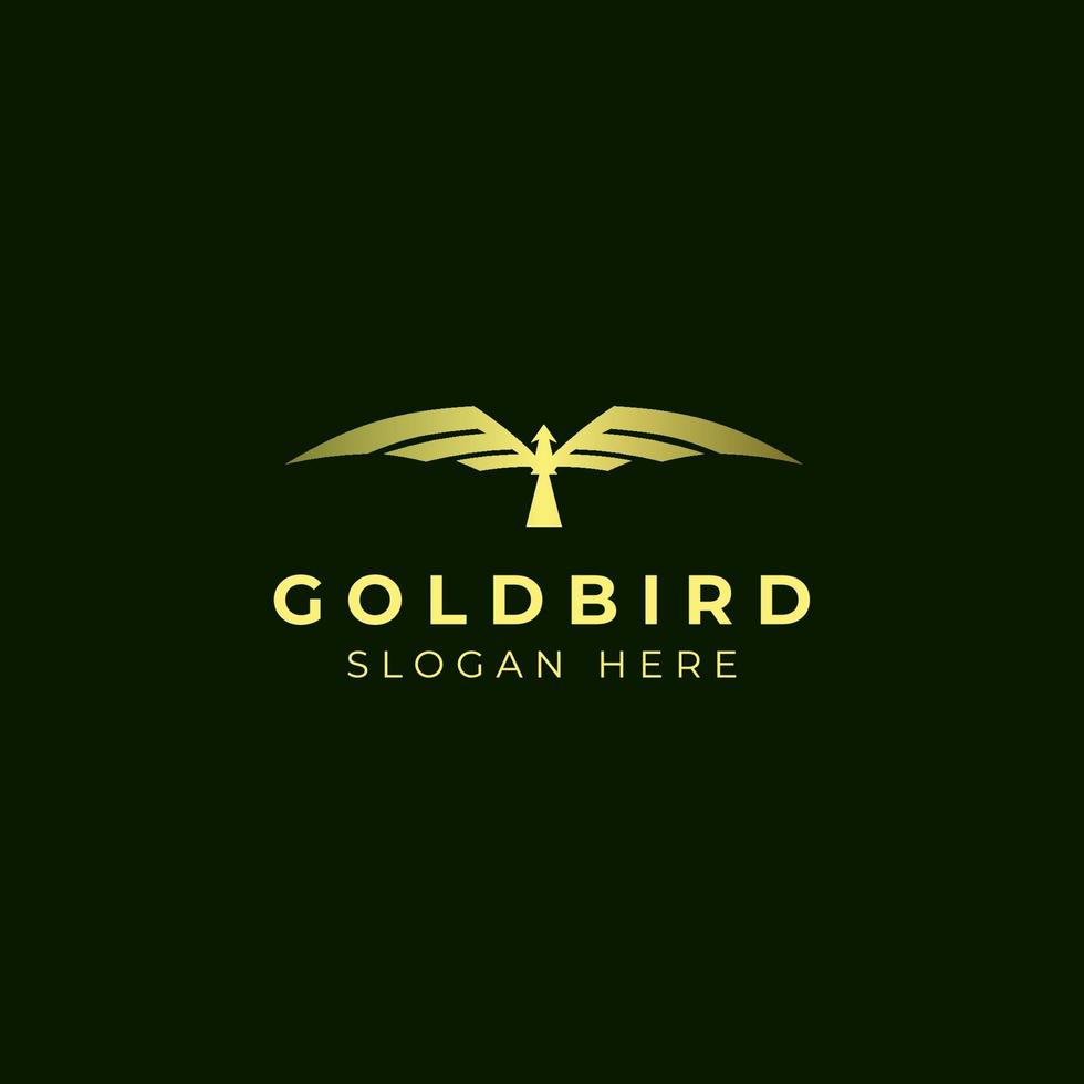 goldene Fliegenvogel-Abzeichen-Logo-Vorlage vektor