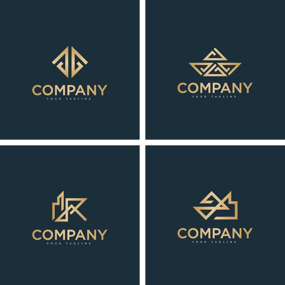 Reihe von modernen Business-Gold-Logo-Design vektor